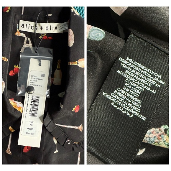 Alice + Olivia Martel Flutter Sleeve Silk Blouse Top - Picture 12 of 13